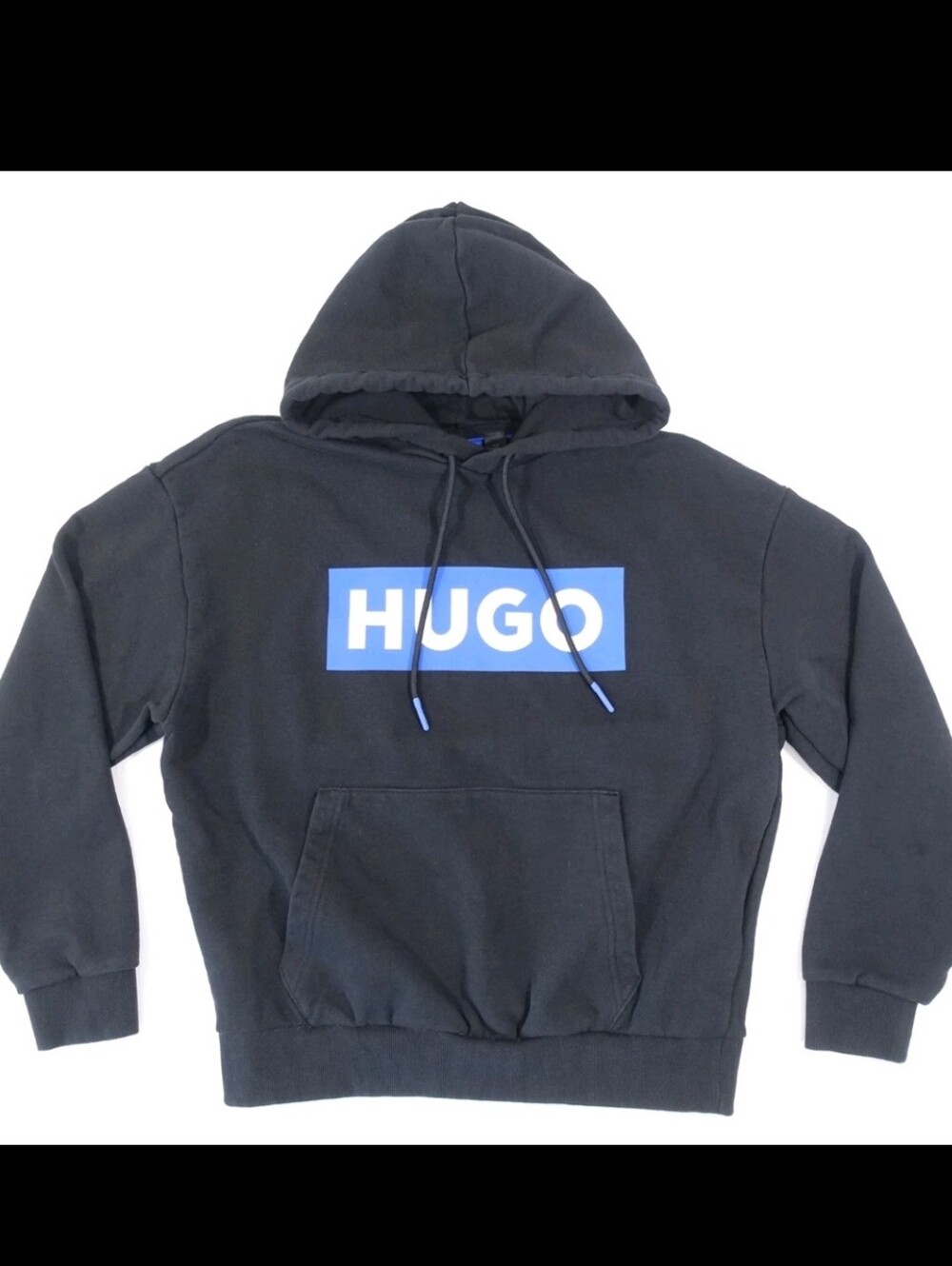 HUGO Black Hoodie with Blue Logo Box.  Men's Size XXL. NWT. MSRP $139 - Picture 3 of 7